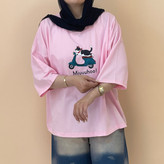 تیشرت باکسی زنانه پشت ساده رنگ صورتی