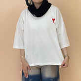 تیشرت باکسی زنانه پشت ساده رنگ سفید دل تک