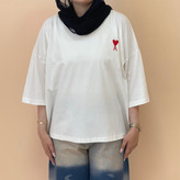 تیشرت باکسی زنانه پشت ساده رنگ سفید دل تک