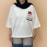 تیشرت باکسی زنانه پشت ساده رنگ سفید