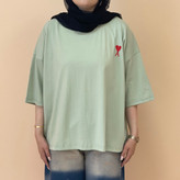 تیشرت باکسی زنانه پشت ساده رنگ سبز