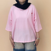 تیشرت باکسی زنانه پشت ساده رنگ صورتی