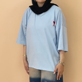 تیشرت باکسی زنانه پشت ساده رنگ آبی
