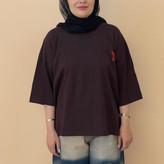 تیشرت باکسی زنانه پشت ساده رنگ قهوه ای
