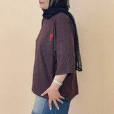 تیشرت باکسی زنانه پشت ساده رنگ قهوه ای
