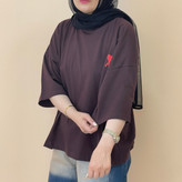 تیشرت باکسی زنانه پشت ساده رنگ قهوه ای