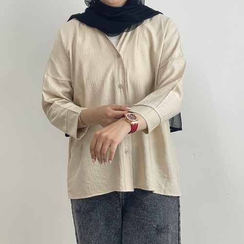 شومیز ریزشی کرم رنگ