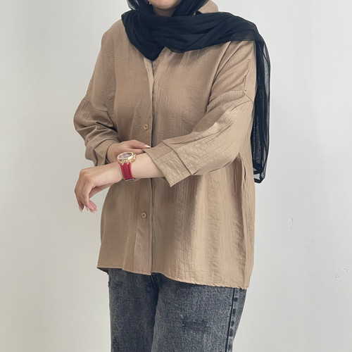 شومیز ریزشی قهوه ای رنگ
