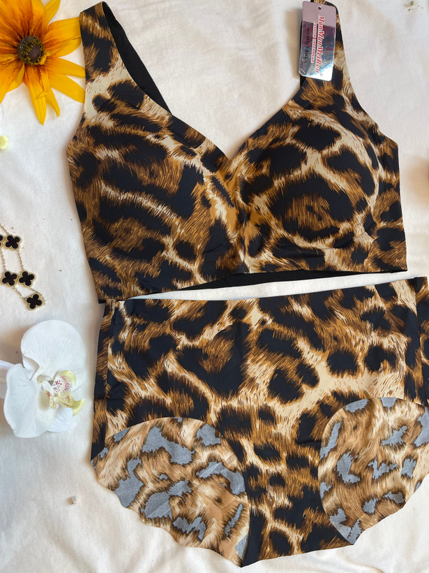 ست نیم تنه لیزی پلنگی قهوه ای