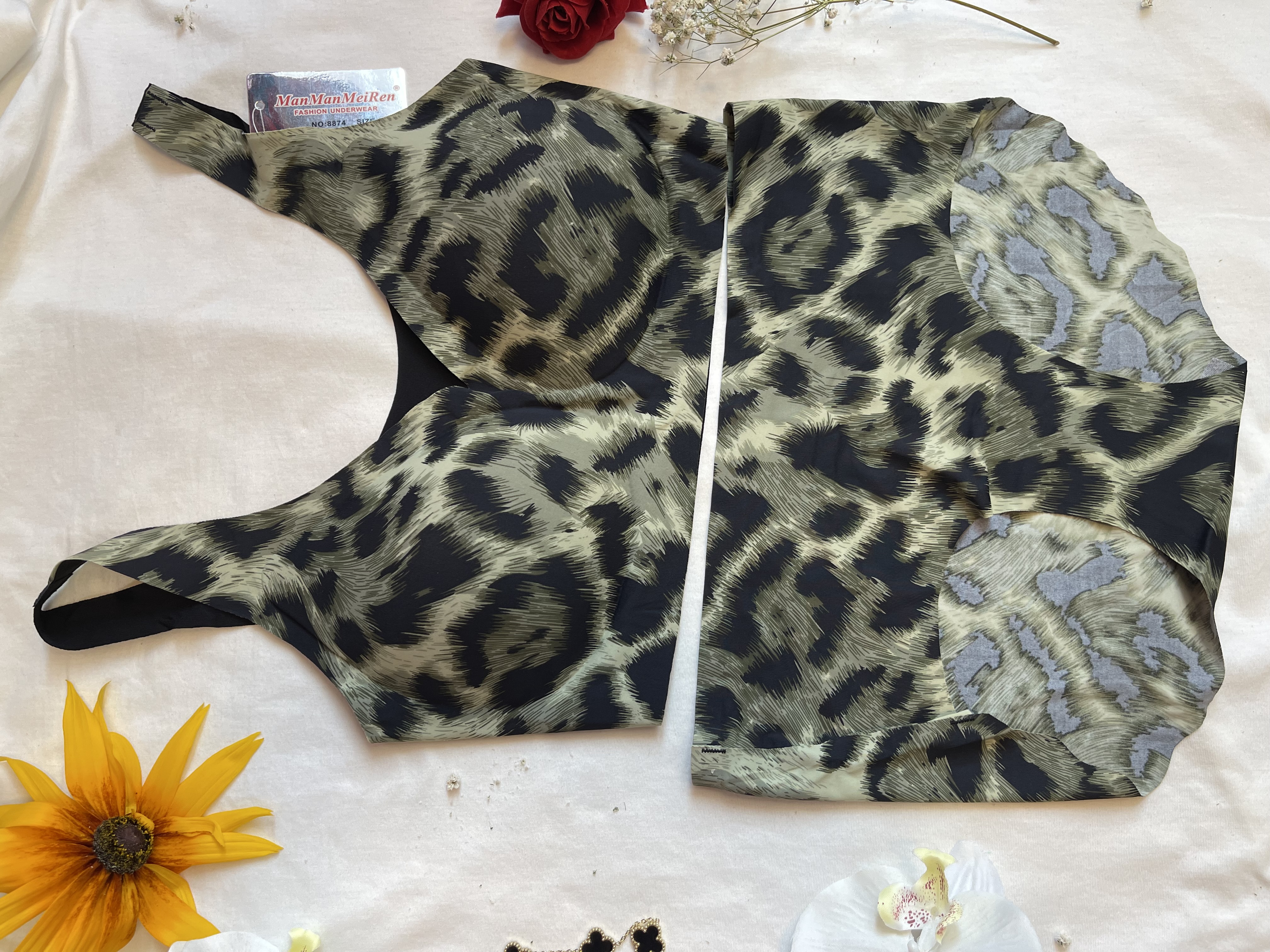 ست نیم تنه لیزی پلنگی سبز